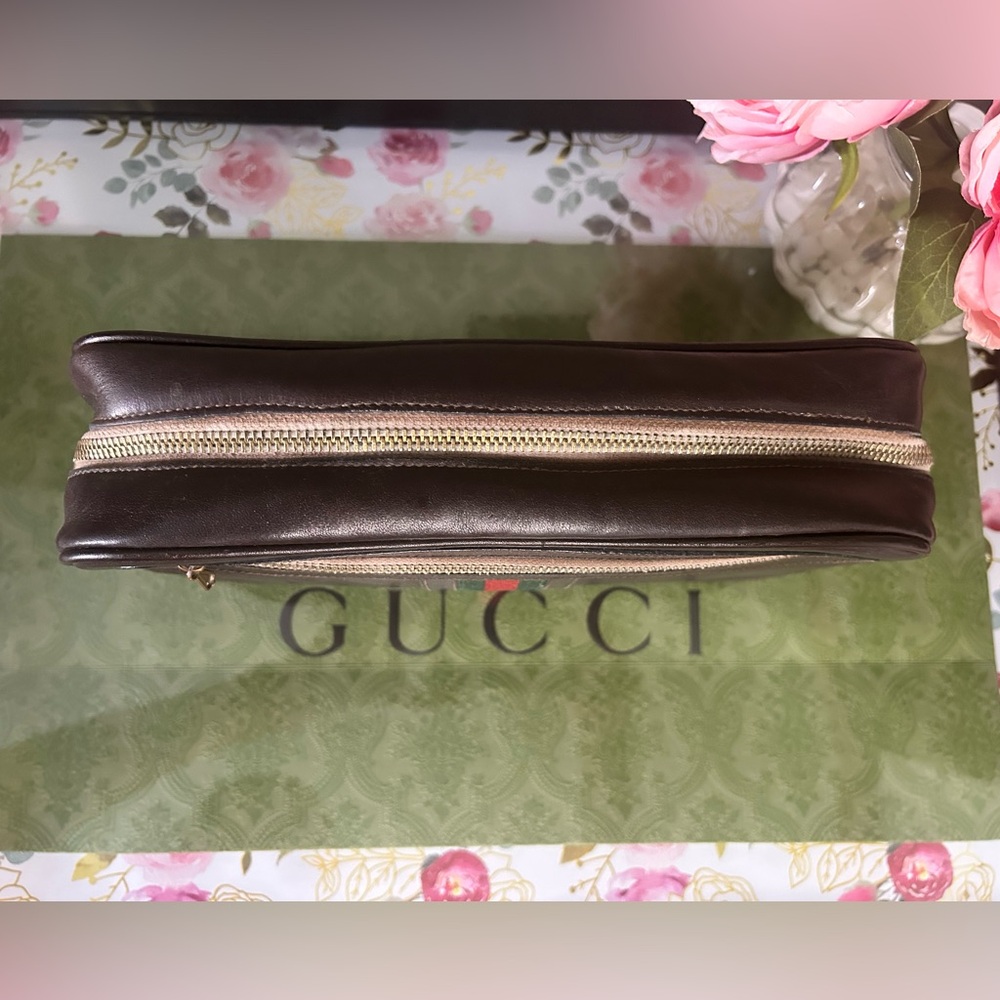 Gucci Vintage Sherry Line Dopp Kit Toiletry Rich Chocolate - Picture 3 of 11